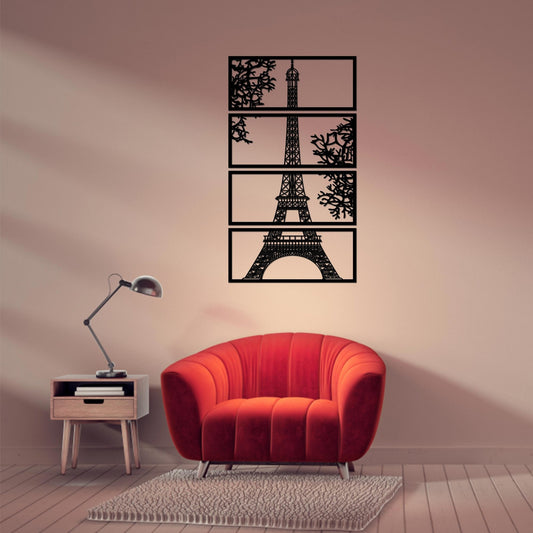 Beautiful Dark Brown Eiffel Tower Design Wooden Wall Hanging